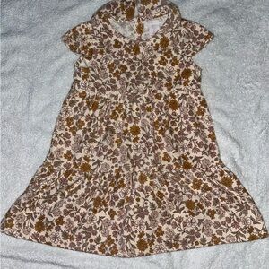 Shabby Chic Brown and Cream Floral Kids Dress